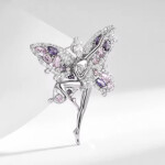 Brož Swarovski Elements víla baletka Rosalie, Stříbrná