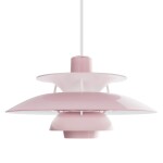 Louis Poulsen Závěsná lampa PH 5 Ø320 Opal Pale Rose, růžová barva, plast