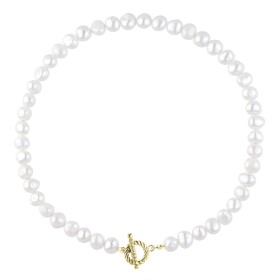 Perlový náhrdelník Katerina Gold - chirurgická ocel, říční perla, Zlatá 42 cm