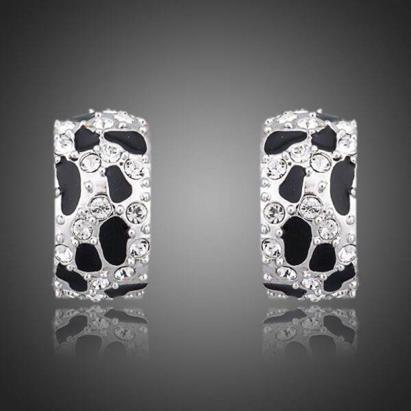 Náušnice Swarovski Elements Orfeo Silver, Černobílá