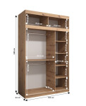 Šatní skříň Abi T1 s nástavcem Barva korpusu: Bílá, Rozměry: 250 cm, Dveře: Dub artisan