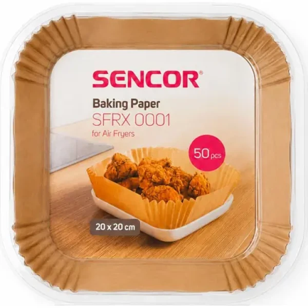 SENCOR SFRX 0001 / Pečicí papír pro horkovzdušnou fritézu / 20 x 20 cm / 50 ks / pro SENCOR SFR 9000SS/9100SS (8590669405015)