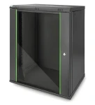 Digitus Dynamic černá / Nástěnný rozvaděč / 19" / 16U / 785x600x450 mm / uzamykatelné skleněné dveře (DN-19 16-U-EC-SW)