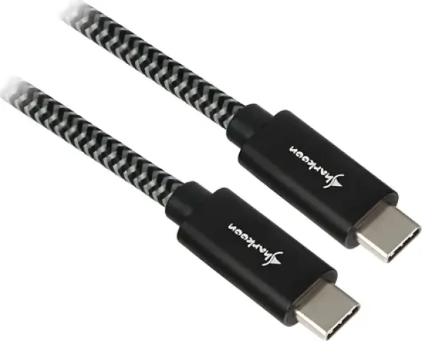 Sharkoon USB-C 3.2 Gen 2 černá, šedá / USB kabel USB-C - USB-C / Opletený / Hliníkové konektory / 0,5 m (4044951027057)