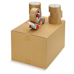 36 x Papírová lepicí páska 48mm, návin 50m, standardní 57g/m2, hnědá, tloušťka 110µm + 1 odvíječ pásky | RAJA