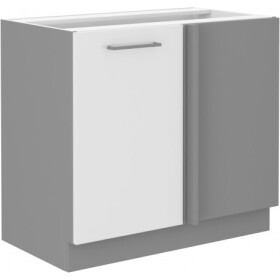 Spodní rohová skříňka 105 ND 1F BB Barva korpusu: Šedá, Barva dvířek: Bílý lesk (Blanka)