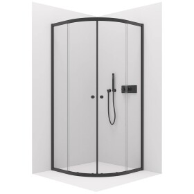 CERANO Sprchový kout Orso L/P - 6 mm - čtvrtkruh - R550 - černá, transparentní sklo - 100x100x195 cm - posuvný