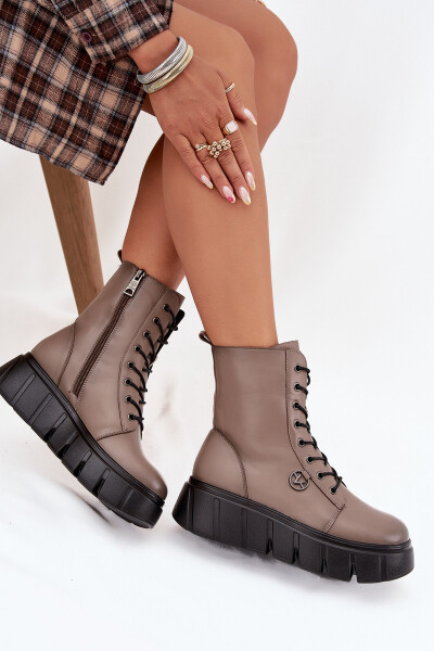 Dámské workery na platformě – tmavě béžové Vinceza 58588 Velikost: 40