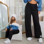 Sexy Highwaist Loungewear rozšířené kalhoty žebrované black L/XL