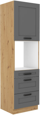 Vysoká skříňka pro vestavnou troubu Luna 60 DPS-210 3S 1F - Prmeium Box Barva korpusu: Dub artisan, Barva dvířek: Dust Grey