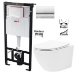 ALCADRAIN Sádromodul - předstěnový instalační systém s chromovým tlačítkem M1721 + WC REA Carlo Flat Mini Rimless + SEDÁTKO AM101/1120 M1721 CF1