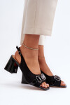 Dámské sandály na podpatku s ozdobou černé D&A MR38-659 37
