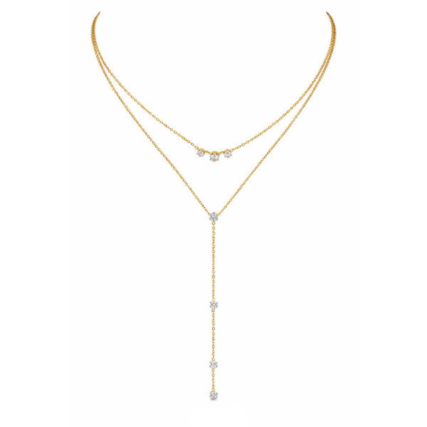 Dámský dvojitý náhrdelník z chirurgické oceli Claire, Zlatá 38 cm + 5 cm (prodloužení)