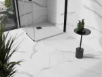 MEXEN/S - Stone+ čtvercová sprchová vanička 90 x 90, bílá, mřížka černá 44109090-B