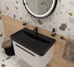 Zrcadlo se senzorem SAT 70x70 cm černá SATZKULED70CE SATZKULED70CE