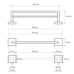 SAPHO - X-SQUARE dvojitý držák ručníků 650, chrom XQ404