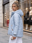 Dámská prošívaná přechodová bunda s kapucí, světle modrá, FashionStreet TY5784 S
