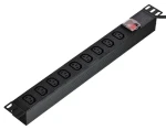 Alantec PZ010 černá / Zásuvková lišta do racku / 9x C13 / 1,8 m / 10 A / vypínač (PZ010)