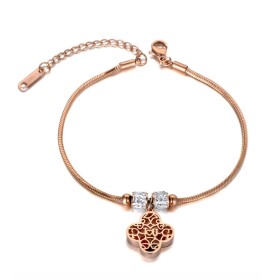 Ocelový náramek Daisy Gold - čtyřlístek, chirurgická ocel, Zlatá 18 cm + 3,5 cm (prodloužení)