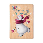 Vánoční bambusové přání - Sněhulák na bruslích - Albi