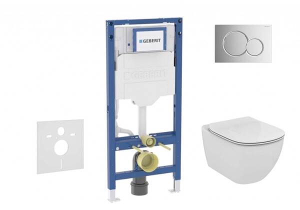 GEBERIT - Duofix Set předstěnové instalace, klozetu Tesi a sedátka softclose, tlačítko Sigma01, lesklý chrom SANI11CD1133