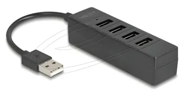 Delock USB Hub 4x USB-A černá / USB hub / USB 2.0 / 4 porty / kabel 12,5 cm (64334)
