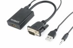 Gembird adaptér VGA (M) + 3.5 mm na HDMI (F) 0.15m (A-VGA-HDMI-01)