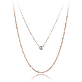 Ocelový náhrdelník se zirkonem Giondia Gold- chirurgická ocel, Zlatá 39 cm + 5 cm (prodloužení)
