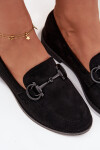 Dámské mokasyny s ozdobným detailem eco semiš černé Ambria 41