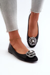 Dámské baleríny z ekologické kůže s ozdobným prvkem černé Divinella 37