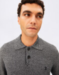 Armedangels Mouliné Knit Long-Sleeved Polo 105 black-1609 oatmilk L