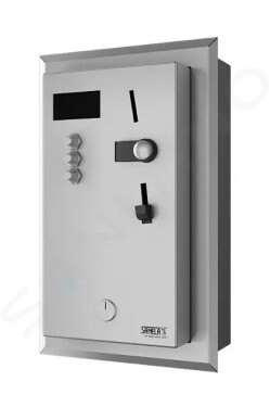 SANELA - Nerezové příslušenství Vestavný mincovní automat pro 4-12 sprch, přímé ovládání, antivandal, matný nerez SLZA 02MZ