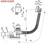 RAVAK - Odtokové systémy Vanový odtokový komplet 800 s napouštěním přepadem II ClickClack, chrom X01505