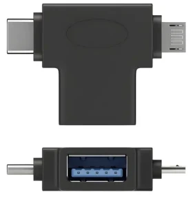PremiumCord Adaptér USB-A - USB-C + micro USB-B černý / Adaptér / USB 3.1 / 5 Gbps (kur31-12)
