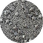 Cukrová zdobení metalická Stříbrné hvězdy mix 80g - I LOVE CAKES