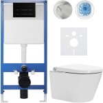 CERANO - Kompletní WC set Profi/Cronus Standard - bílá lesklá - WC tlačítko Line/Černá lesklá - předstěnová instalace - 59,3x38,4 CER-236411
