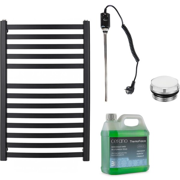 CERANO Koupelnový elektrický radiátorový set Paolo - 600W - černá matná - 850x550 mm
