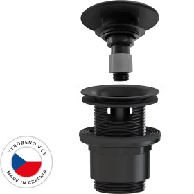 CERANO Umyvadlová výpusť - 5/4“ click-clack s přepadem - neuzavíratelná - plast - 35/50mm - černá matná