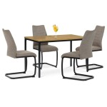 Židle jídelní, béžová látka, černé kovové nohy