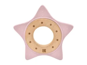 KikkaBoo Kousátko silikon a dřevo Star Pink / od 0 měsíců (31303020058KB)