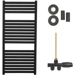 CERANO Koupelnový radiátorový set Vincenzo - ústřední výtápění - boční jednobodové připojení - 300W - černá matná - 970x450 mm