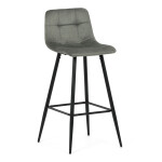 Židle barová, zelená látka, čtyřnohá kovová podnož, černý mat