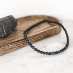 Pánský korálkový náhrdelník Isaac - 6 mm přírodní onyx a tygří oko, Modrá 47 cm