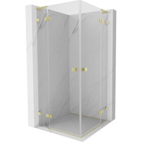MEXEN/S - Lunar L Duo sprchový kout dveře křídlové 80 x 80, transparent, zlato kartáčovaná 834L-080L-080P-55-00