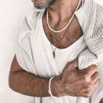 Pánský náhrdelník z pravých sladkovodních perel Giorgio, Stříbrná 50 cm Bílá