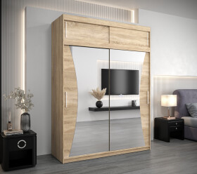 Šatní skříň Abi Mo s nástavcem Barva korpusu: Dub Sonoma, Rozměry: 180 cm, Dveře: Dub sonoma