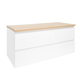 Koupelnová skříňka s krycí deskou SAT B-Way 119x50x45 cm bílá lesk BWAY2120WDOAK BWAY2120WDOAK