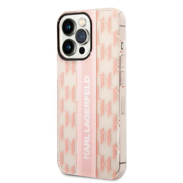 Pouzdro Karl Lagerfeld Monogram Vertical Stripe iPhone 14 Pro růžové