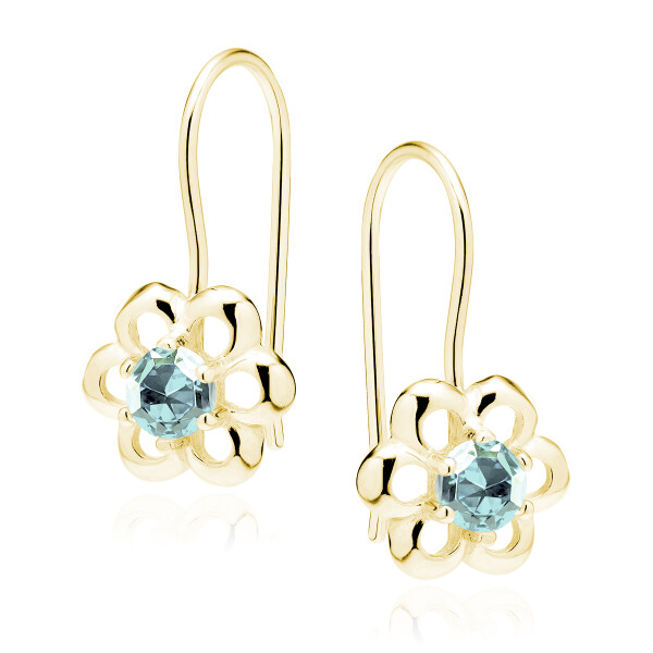 LUNICA Stříbrné květinkové náušnice GOLD AQUA 0713