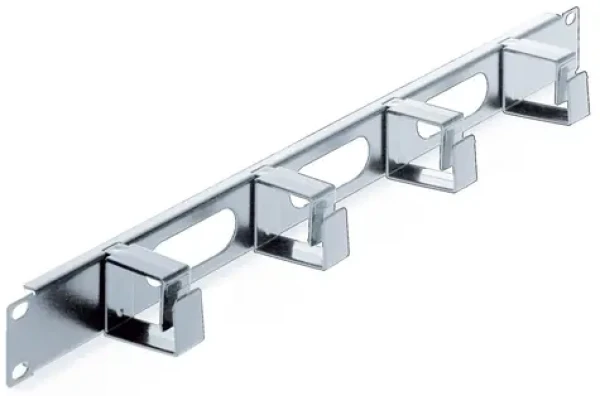 Intellinet šedá / Panel pro správu kabelů / 19" / 1U / 4 plastové kroužky (711043)